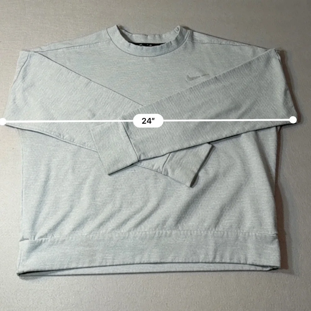 Nike Running Dri-FIT Grey Athletic Cropped Long Sleeve Top with Thumbholes Small
